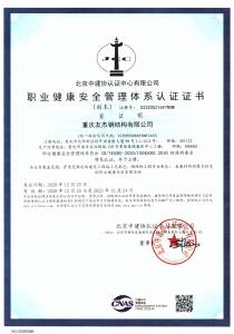 職業健康體系認證證書